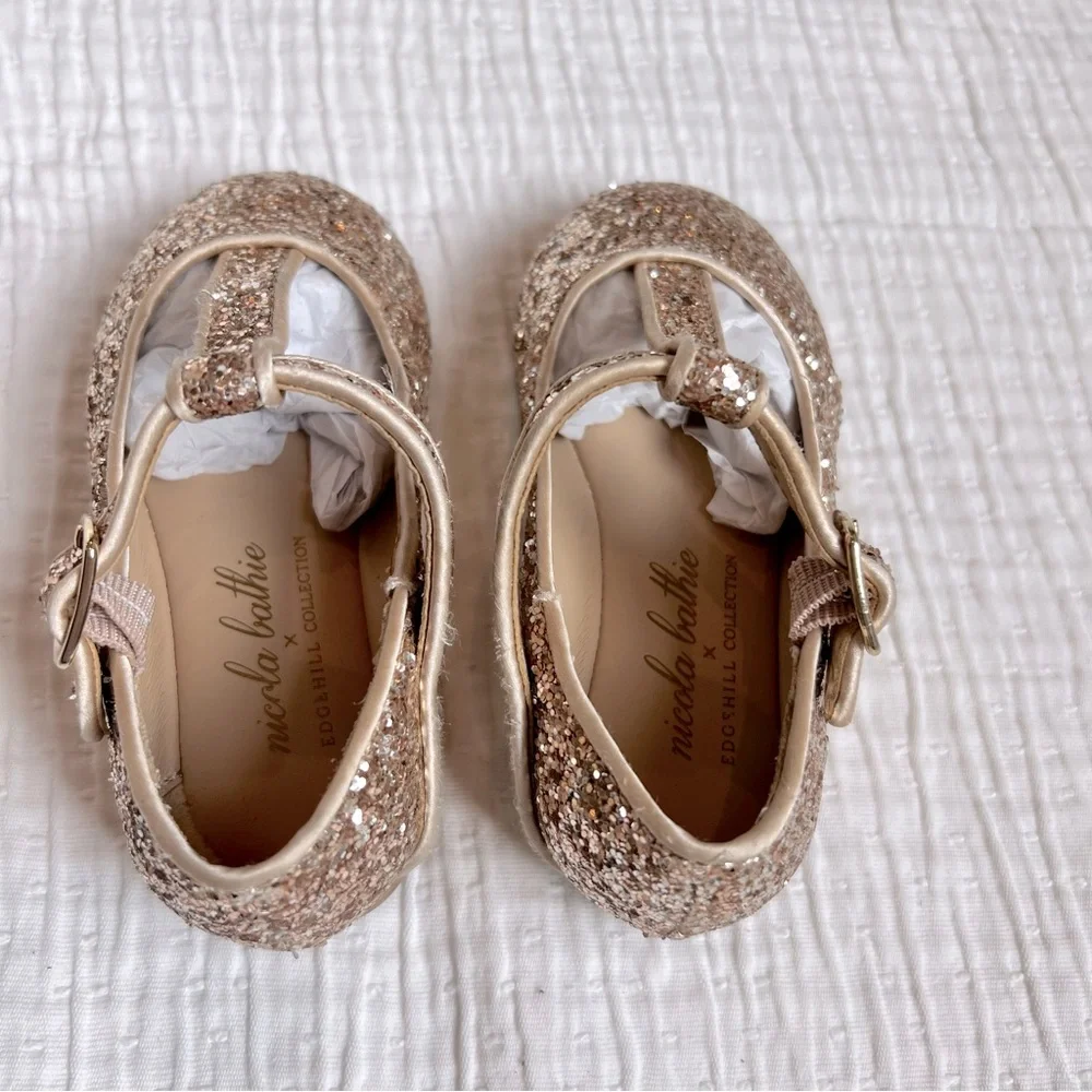 Edgehill x Nicola Bathie Glitter T-Bar Shoes, Baby/Toddler Size 6